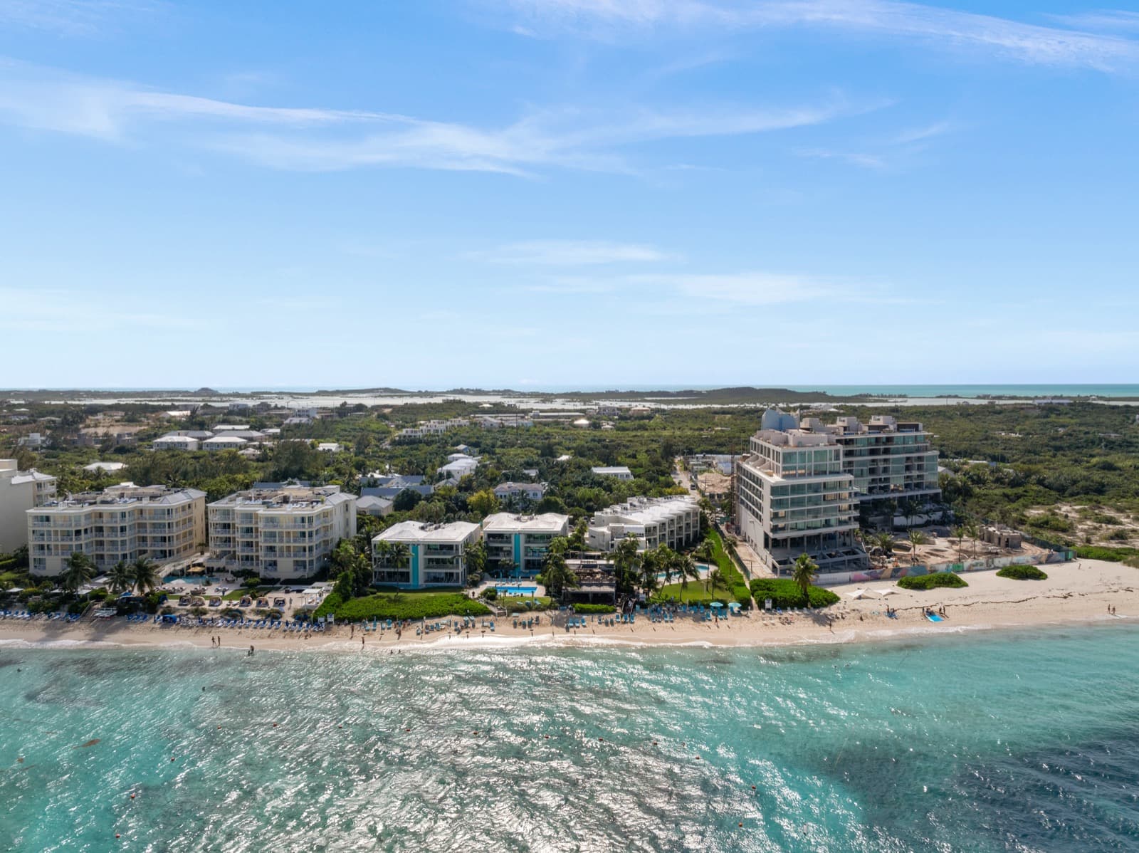 Coral Gardens on Grace Bay seen from over the reef